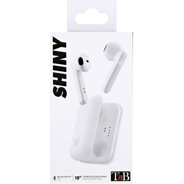 SHINY - TWS Bluetooth-hörlurar med laddningsbox - Vit