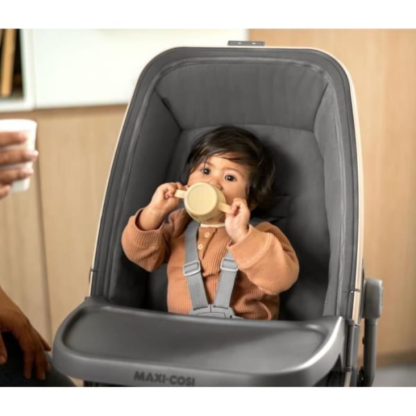 Maxi Cosi Meal Kit för Alba Deckchair, High Baby Chair med Tablet + Beyond Graphite Protective Cover, från 6 månader till 3 år gammal
