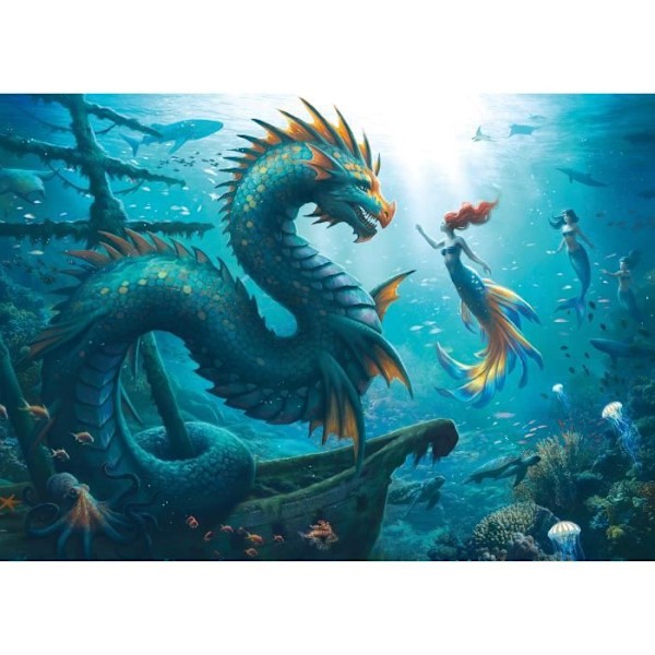 1000-bitars pussel: Drake, sjöjungfru och djuphavssköldpaddor, från 14 år och uppåt, Monster, 12001434, Ravensburger