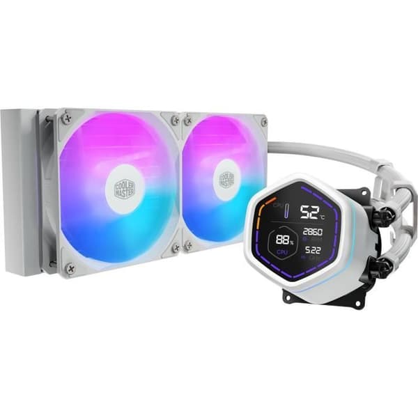 COOLER MASTER - MasterLiquid Core Nex Digital 240 Vit ARGB - MLX-D24M-A18PW-RD - Vattenkylning - Fläkt Ø 120 mm