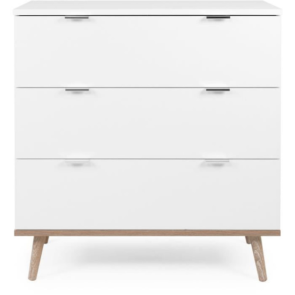 Göteborg byrå - 3 lådor - vit sonoma ekdekor - skandinavisk - l 79,8 x d 40 x h 86,5 cm