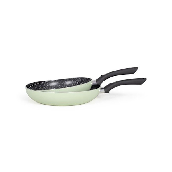 Set med 2 stekpannor i stenutseende - Livoo - MEN124VE - Grön