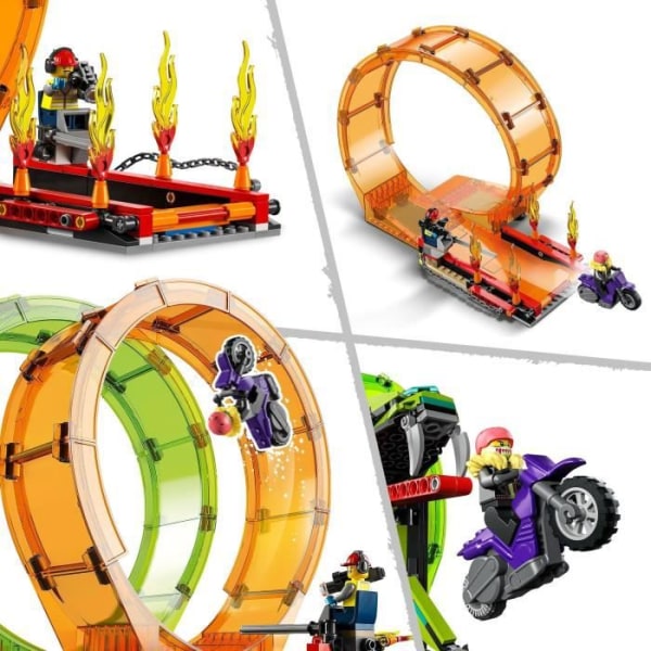 LEGO 60339 City Stuntz Stunt Arena med dubbla loopar, monstertruck med ramp och stuntminifigurer, från 7 år och uppåt