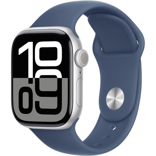Apple Watch Series 10 GPS - 42 mm - Silver aluminiumfodral - Denim sportband - M/L