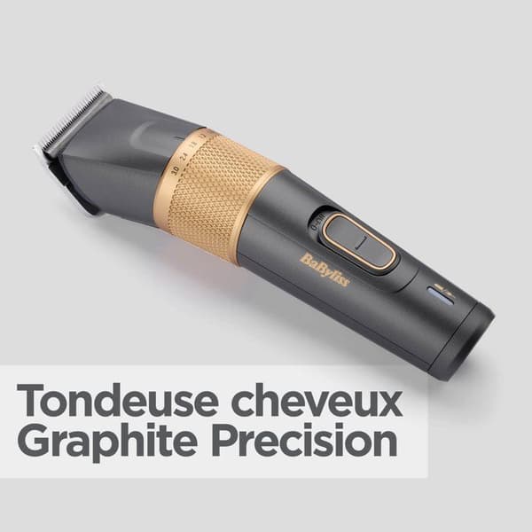 Hårklippare - BABYLISS - P1361E - Grafitblad - 26 klipplängder - 160 minuters batteritid