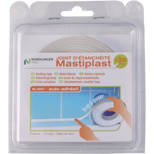 Självhäftande tätningspackning - NORDLINGER PRO - Mastiplast 9 mm - Vit