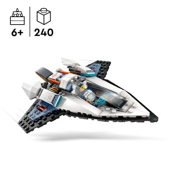 LEGO 60430 City Interstellar rymdskepp, rymdleksak, present till barn i åldrarna 6, kreativt spel med minifigurer