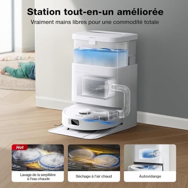 Robotdammsugare med automatisk tömningsstation - ECOVACS N30 Pro OMNI - Power 10000Pa - Varmvattenrengöring