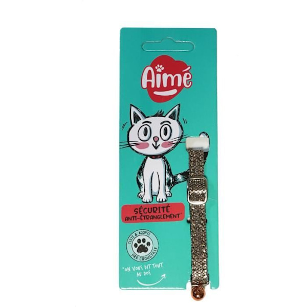 Katthalsband - AIME - Glittrigt bling - Röd nylon, silverfärgad klocka