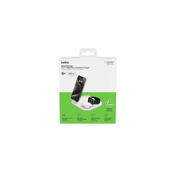 Laddningsbas - BELKIN - Qi2 - 3-i-1 - Vit