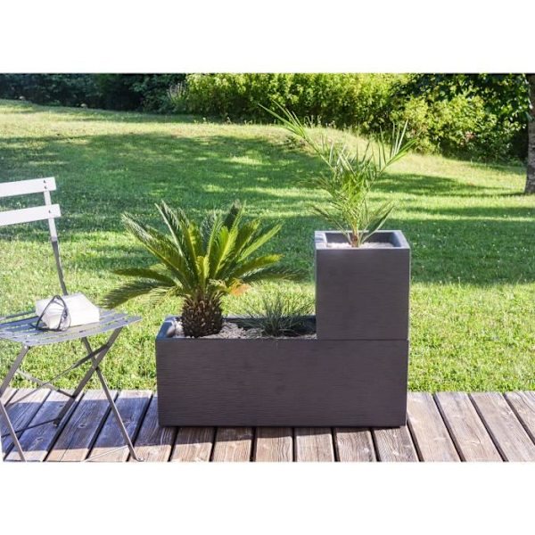 EDA PLASTIQUE Graphit Up Fyrkantig blomlåda - 21 L - 29.5 x 29.5 x 29.5 cm - Antracitgrå