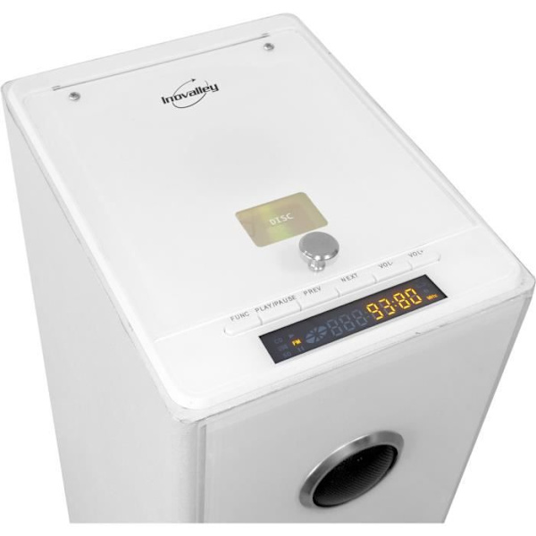INOVALLEY HP33-CD Bluetooth Sound Tower - CD-spelare - 100 Watt högtalare - vit