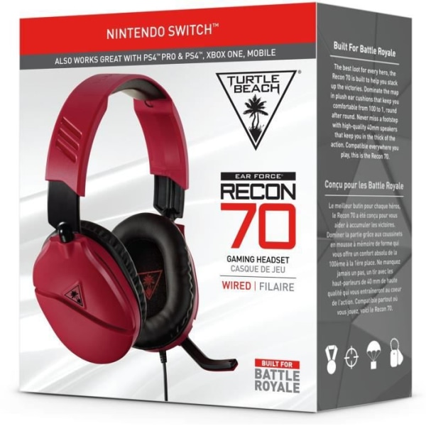 TURTLE BEACH Recon 70N Gaming Headset för Nintendo Switch Red (PS4, PS4 Pro, Xbox One-kompatibla, mobila enheter) - TBS-8055-02