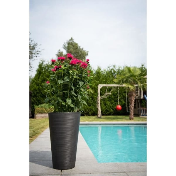 Hög blomkruka - TRÄDGÅRD ID - Green Care Sense Tall Black-Anthr. - 55 cm - Garanterat i 10 år - 100 % återvunnet - UV- och gelbeständighet