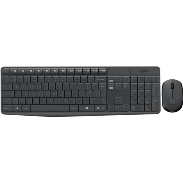 LOGITECH MK235 Mus Tangentbordssats - Trådlös - AZERTY - USB-mottagare Grå