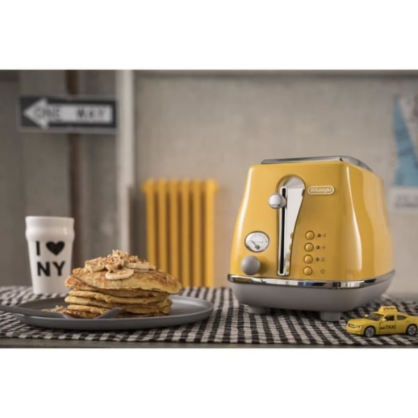 Grillplattor Bröd - DELONGHI - ICONA CAPITALS - 2 skivor - 900W - Bakverksvärmare - Gul