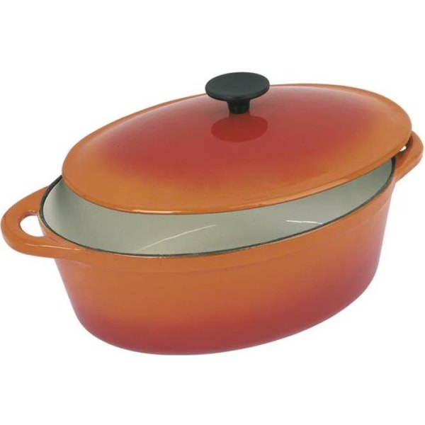 CREALYS GRAND CHEF Oval grytform i emaljerat gjutstål - L 37 cm - 9 L - Orange - Alla värmekällor inklusive induktion