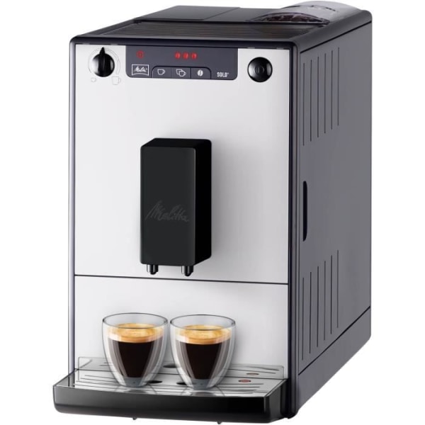 MELITTA E950-666 - Solo Pure Silver automatisk kaffebryggare - 1400W - 3 intensitetsinställningar - 125 g bönbehållare