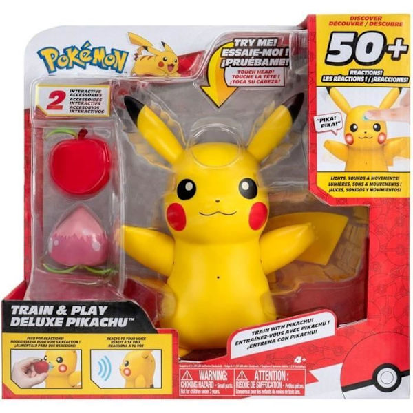 Miniatyrfigur - BANDAI - Interaktiv Pokémon Pikachu och dess tillbehör - Leksak med ljus, ljud och rörelser - JW3330