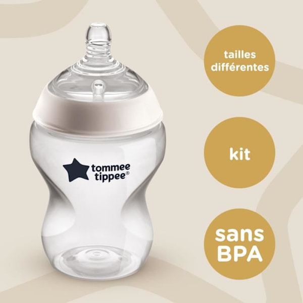 Tommee Tippee - Closer to Nature nappflaskor - Brösthärmar moderbröst med anti-kolikventil - Rosa