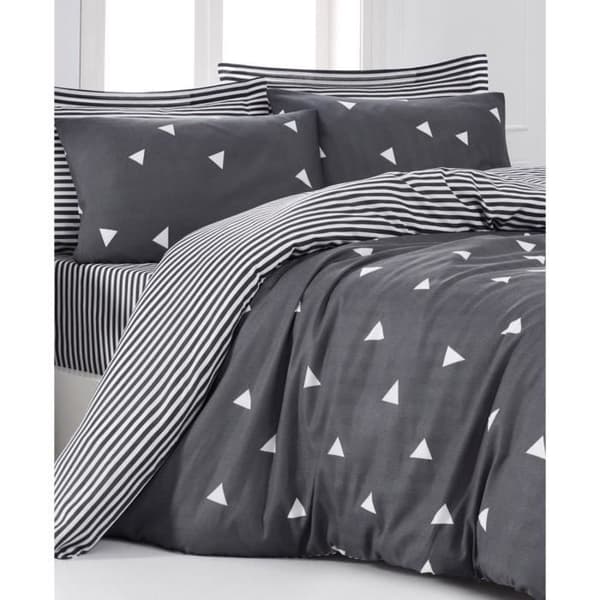 Bäddset - 1 påslakan 220 x 240 cm + 2 örngott 60 x 60 cm - 65% bomull, 35% polyester - Grå