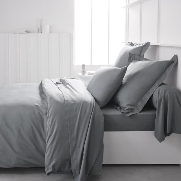 Drap Cover Teday Essential - 140 x 200+30 cm - 2 personer - 100% uni bomull - stål