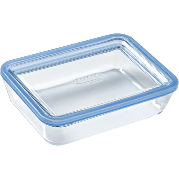 Set med 3 förvaringsbehållare med lock - PYREX - Zero Plastic - Glas - Rektangulär - 0,8 L