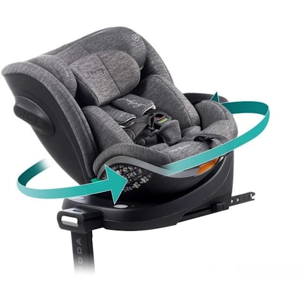 Bilbarnstol - BABYAUTO - SCUDDA GREY DOBBY - Från födsel till 12 år - 0-36 kg - I-Size - ISOFIX - 360° vridbar - ECE R129