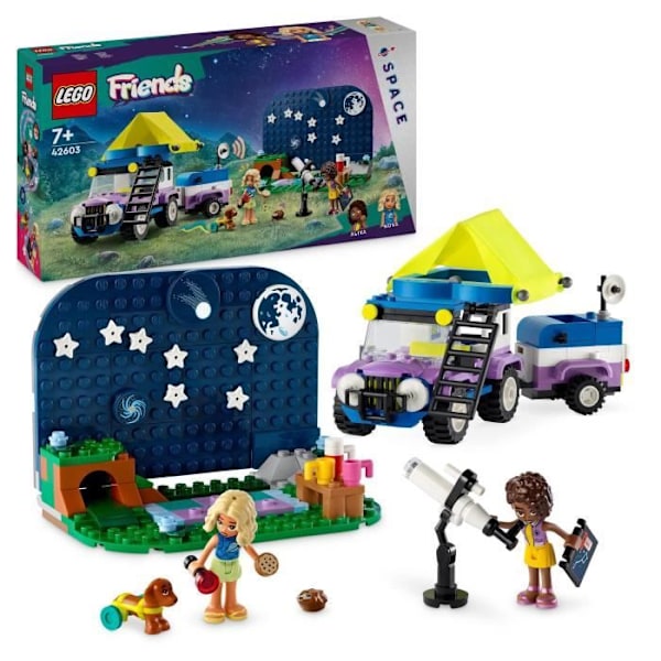 LEGO 42603 Friends Stargazing Campervan, barnleksak, med djurfigurer, plus minidockor