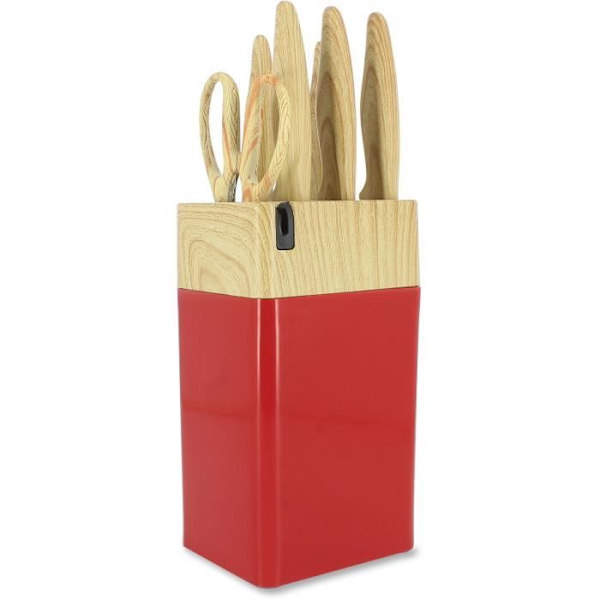 6-delat knivblock - MENASTYL - 5041061 - Keramiskt blad - Polypropylen - Magenta