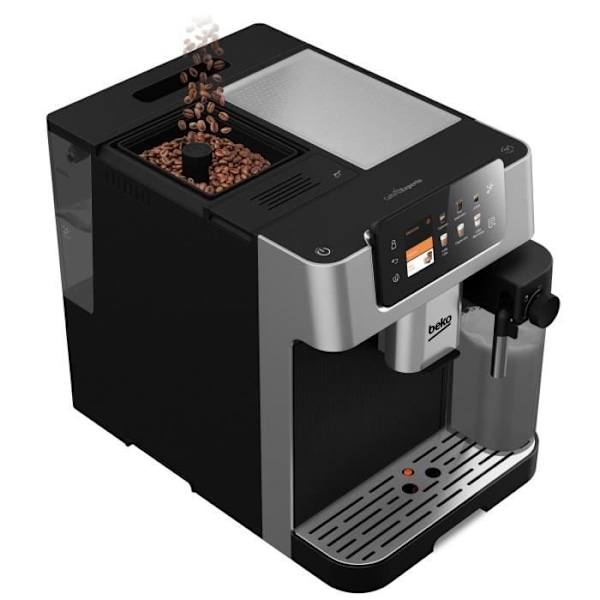 Kaffemaskin med kvarn - BEKO - CEG7348X - 1350 W - 250g bönor - Svart / Silver
