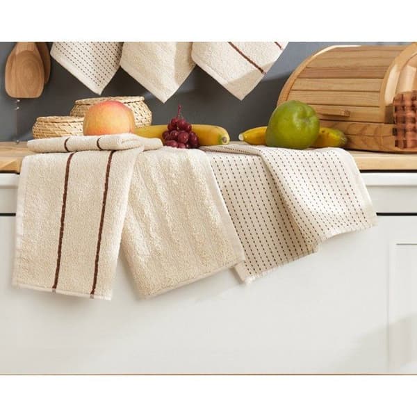 Set med 6 badhanddukar - 30 x 50 cm - Beige