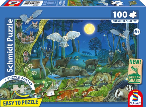 Pussel - SCHMIDT SPIELE - Djur i nattskogen - 100 bitar - Från 6 år