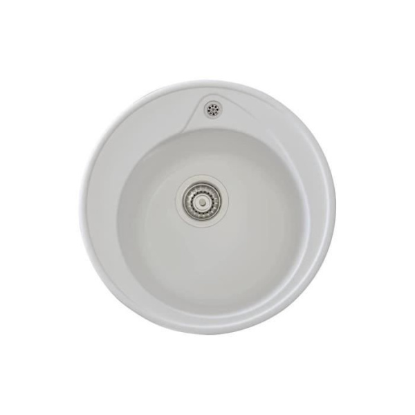 STRADOUR Inbyggt diskbänk RONDA, i SMC WHITE UNI - 17, 1 skål, storlek Ø 49 cm, manuellt avfall