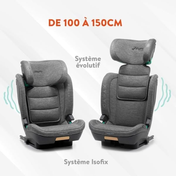 Bilbarnstol - BABYAUTO - CAPAX GREY DOBBY - 4-12 år - I-Size - 100-150 cm