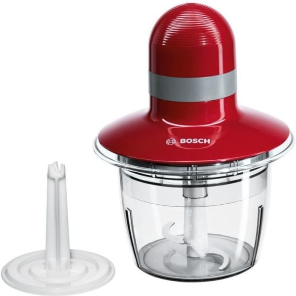 BOSCH MMR08R2 Chopper - Röd/Grå - 400W - Kapacitet 0,8L - Kniv i rostfritt stål - Blank Beater Grå, Röd
