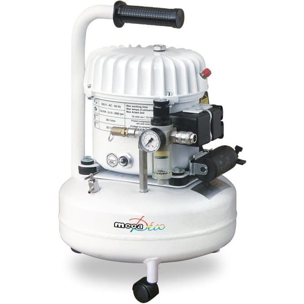Kompressor - Horisontell - Mecafer - Tyst - 9 L - 1 L oljedunk + Tratt + 3 hjul - Tyst