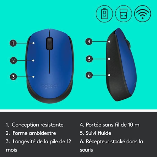 LOGITECH Wireless Mouse M171 Blue