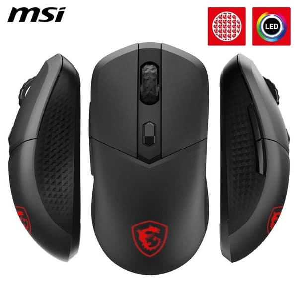 MSI VERSA 300 Trådlös Gamingmus - Svart, Bluetooth/2.4 GHz/USB