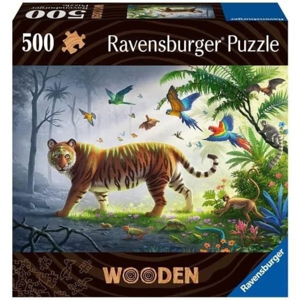 Träpussel - Rektangulär - 500 st - Jungle Tiger - vuxen -00017514