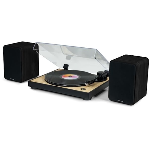 Set med 2 THOMSON WS600DUO högtalare med träskåp - Bluetooth 5.0 - 100W - Svart