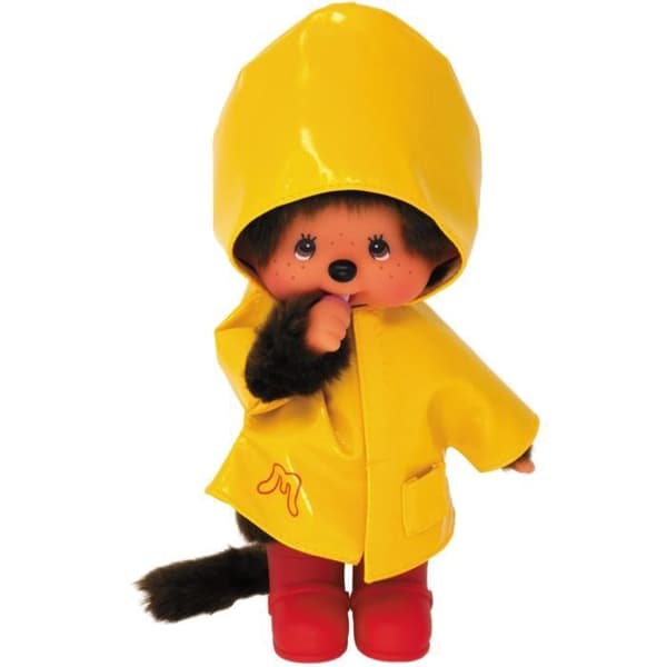 BANDAI Monchhichi - Ikonisk regnrock 20 cm - Gul