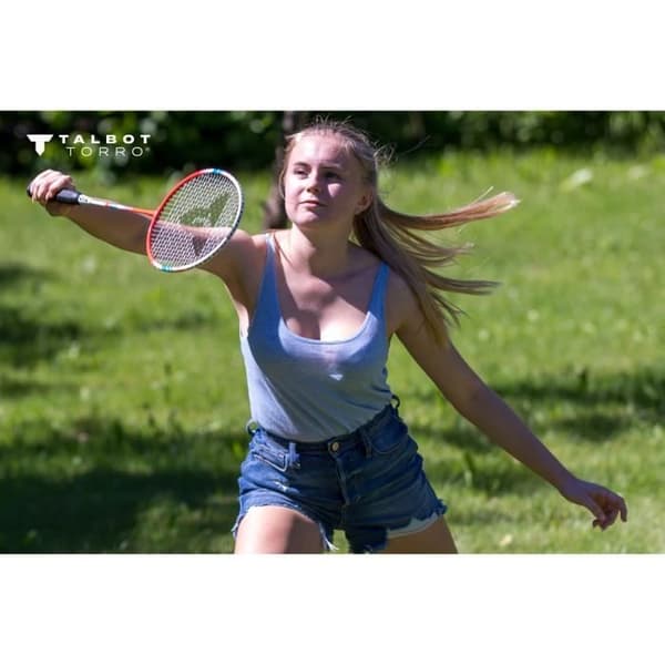 Badmintonset - TALBOT TORRO - 4 Fighter - 4 racketar - Multifilamentsträng med öljetter - 3 syntetiska badmintonbollar