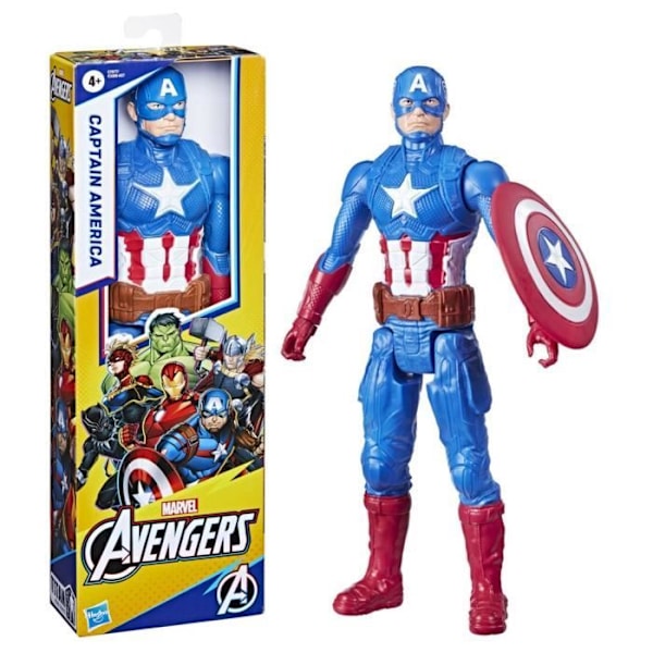 Captain America statyett 30 cm, Avengers Titan Hero Series leksak för barn från 4 år och uppåt, Marvel