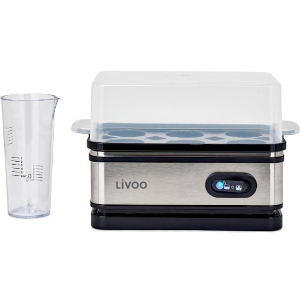 Äggkokare - LIVOO - DOC290 - 400W - 6 ägg - Rostfritt stål - Varmhållning - Ägghållare, lock och mätkopp