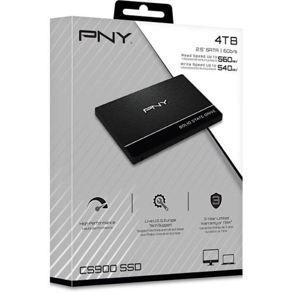 PNY - Intern SSD-enhet - CS900 - 4TB - 2.5
