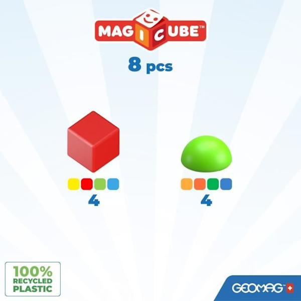 Magnetiska block - GEOMAG - Magicube 061 - 8 delar - Stapelbara - Återvunnen plast