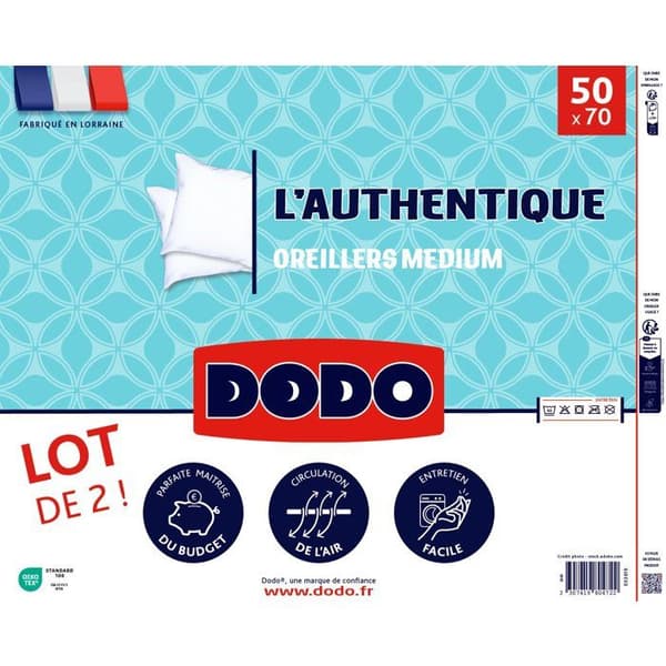 DODO Set med 2 mellanstora kuddar - THE AUTHENTIC - 50 x 70 cm - Vit