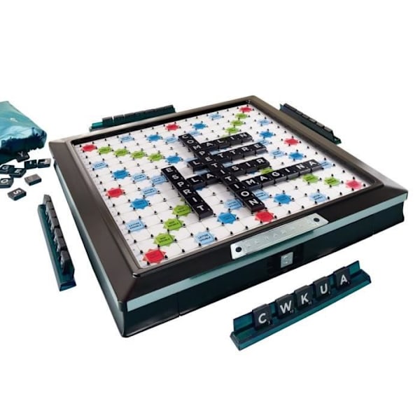 SCRABBLE - Scrabble Deluxe - Brädspel - Scrabble svart & silver med vridbart bräde och hack