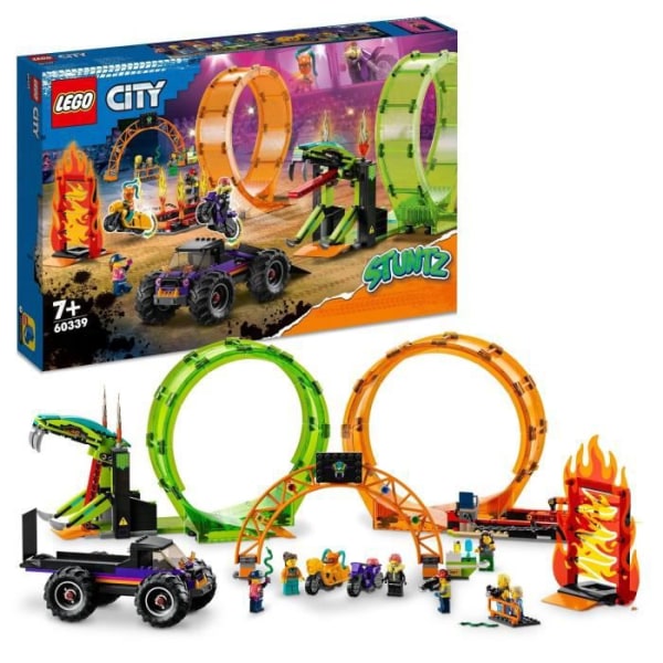 LEGO 60339 City Stuntz Stunt Arena med dubbla loopar, monstertruck med ramp och stuntminifigurer, från 7 år och uppåt